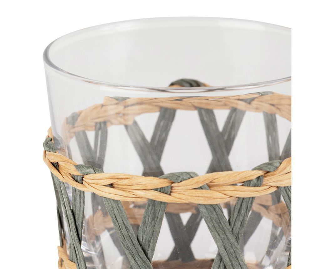LACIS GRIS - Set de 6 vasos de cristal y ratán color gris y natural. CÔTÉ TABLE - Imagen 2