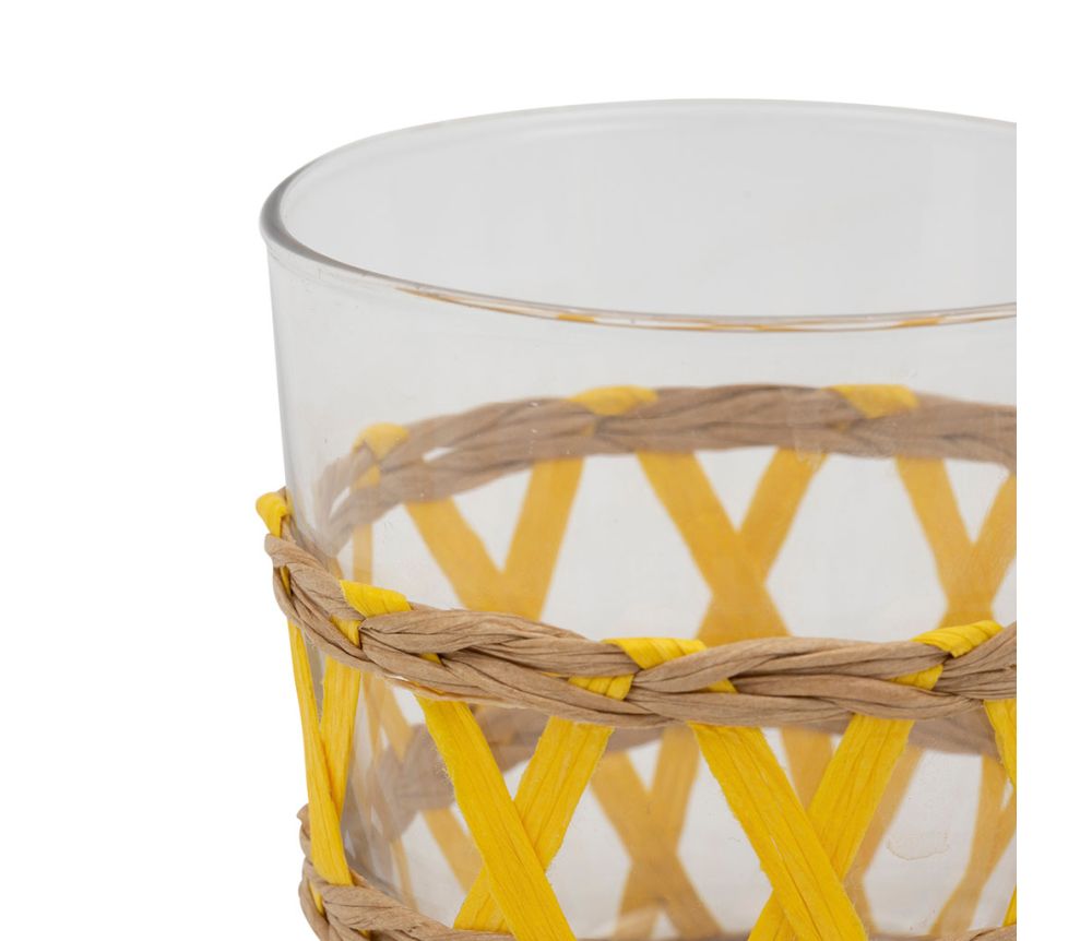 LACIS MULTICOLOR - Set de 6 vasos de cristal y ratán en varios colores. CÔTÉ TABLE - Imagen 4