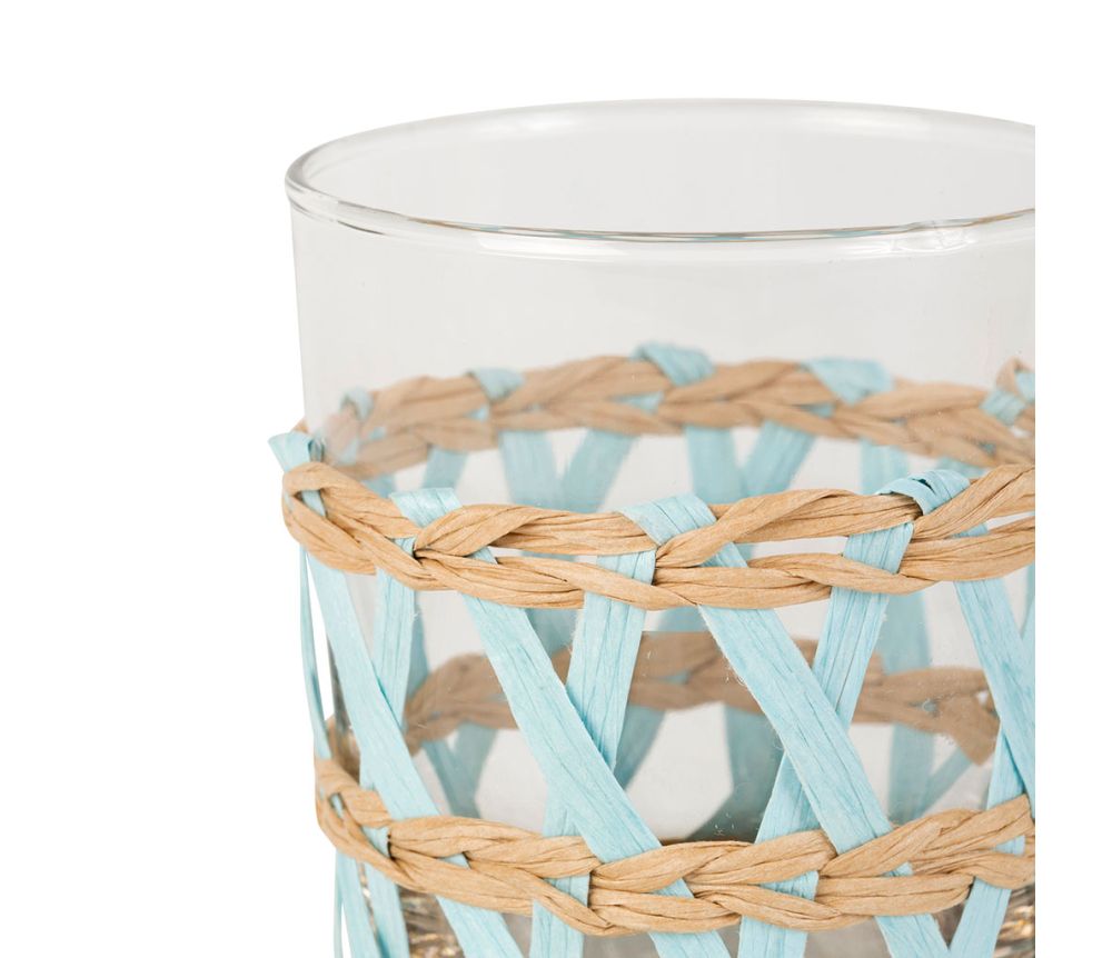 LACIS MULTICOLOR - Set de 6 vasos de cristal y ratán en varios colores. CÔTÉ TABLE - Imagen 3