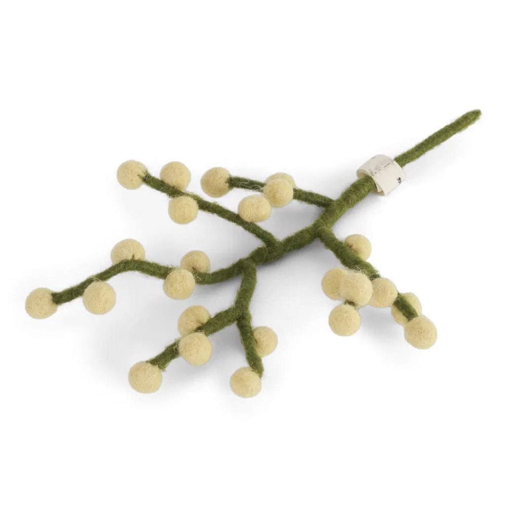Rama pequeña con bayas color amarillo de fieltro. Gry & Sif