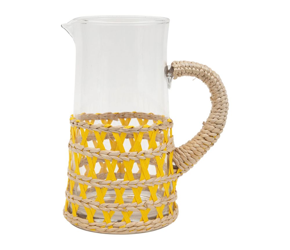 LACIS AMARILLO - Jarra de cristal y ratán de color amarillo y natural. CÔTÉ TABLE