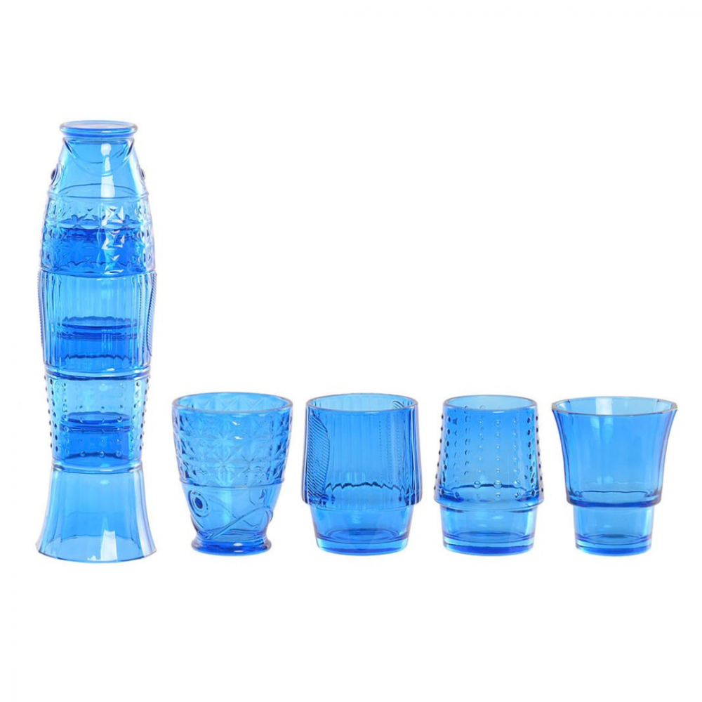 FISH AZUL- Set de 4 vasos apilables
